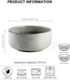 Henten Home Ceramic Otmeal Bowl Set of 4, 26 OZ Porcelain Bowls for Cereal, Salad, Soup, Noodle, Serving Stoneware Set, Reactive Glaze, Microwave & Dishwasher Safe (Grey)