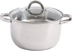 Oster Sangerfield 6-Quart Stainless Steel Dutch Oven Casserole with Steamer Basket – Durable Kitchen Cookware for Slow Cooking and Steaming