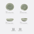 Gibson Elite Zion Mist 16 Piece Stoneware Reactive Glaze (Service for 4) Ceramic Plates and Bowls Modern Organic Dinnerware Set - Green