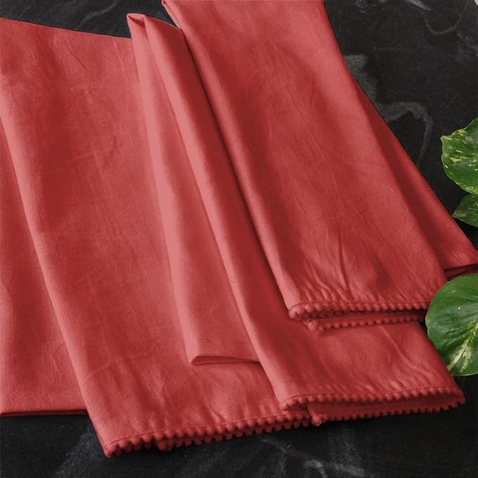 Kitchen Towels Cotton Solid Kitchen Dish Cloths Hand Towel Reusuable Dish Towel for Cleaning & Drying Tea Towels Set with Hanging Loop - 18"x28" Coral - Pack of 6