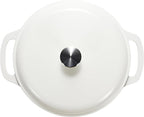 Amazon Basics Cast Iron Dutch Oven Pot with Lid, Enameled, Round, Dual Handles, Heavy-Duty, Large, 7.3-Quart, Matte White