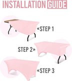 Utopia Kitchen 6FT Spandex Tablecloth [2 Pack, Pink] 200 GSM Stretch, Fitted, Washable and Wrinkle Resistant Table Cloth Rectangle Cover for Trade Shows, Wedding, Parties [72Lx30Wx30H Inch]