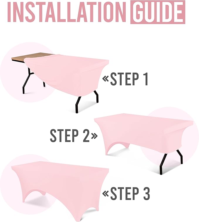 Utopia Kitchen 6FT Spandex Tablecloth [2 Pack, Pink] 200 GSM Stretch, Fitted, Washable and Wrinkle Resistant Table Cloth Rectangle Cover for Trade Shows, Wedding, Parties [72Lx30Wx30H Inch]