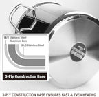 HOMICHEF 10 Quart Stock Pot With Glass Lid - Nickel Free Stainless Steel 10 Qt Pots With Handle - Mirror Polished StockPot 10 Quart - Induction Cooking Pots With Lid - Healthy Soup Pot