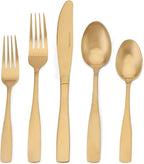 Matte Gold Silverware Set, Satin Finish 40-Piece Stainless Steel Flatware set, Tableware Cutlery Set Service for 8, Utensils for Kitchens, Dishwasher Safe