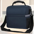 FlowFly Double Layer Cooler Insulated Lunch Bag Adult Lunch Box Large Tote Bag for Men, Women, With Adjustable Strap,Front Pocket and Dual Large Mesh Side Pockets