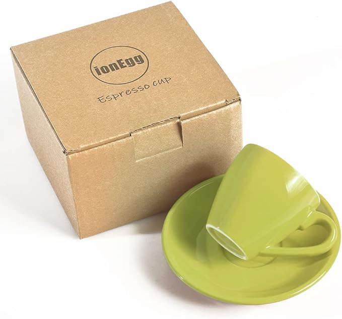Porcelain Espresso Cup with Saucer, Espresso shot Cup, 80ml/2.7Oz, Green
