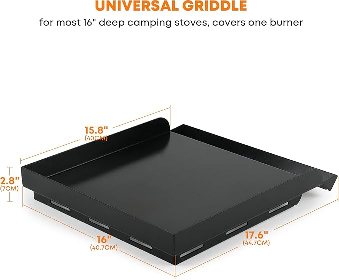Stanbroil Universal 1-Burner Griddle, Nonstick Flat Top Griddle for Camp Chef and most 16" Deep Camping Stoves, Black