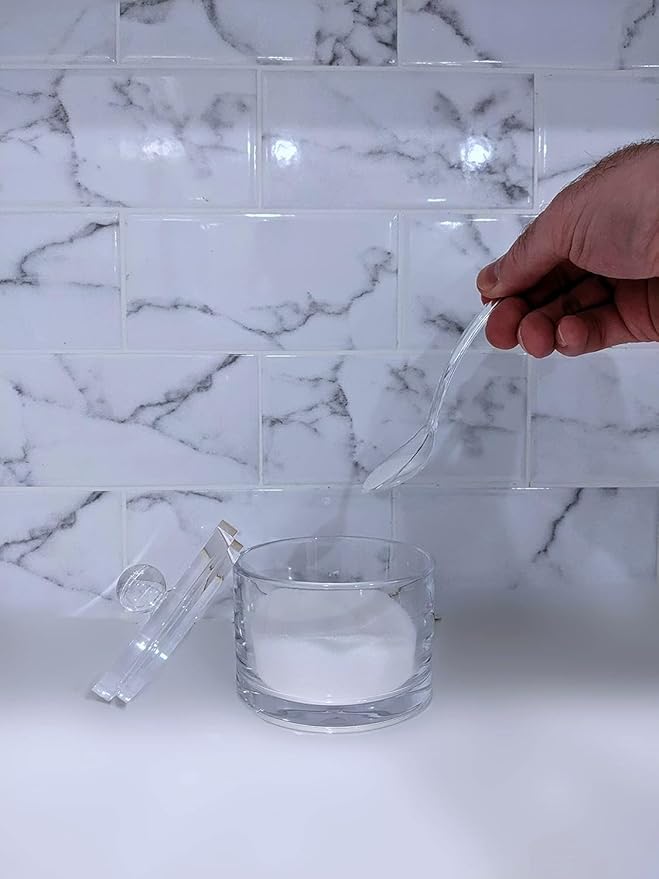 J&M DESIGN 2-Pack Clear Acrylic Sugar Bowl With Lid And Spoon For Coffee Bar Accessories, Creamer Bowls Kitchen Baking Essentials Supplies Canisters 8oz Container Jar Dispenser Spice Holder Salt Dish