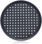 Pizza Pan With Holes, 2 Pack Carbon Steel Perforated Non-Stick Tray Tool Crispy 12inch Round for Home Kitchen