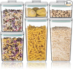 Ankou Airtight Food Storage Container Sets with Lids 6Pcs Pop Containers for Kitchen Pantry Organization BPA-Free Stackable Kitchen Storage Containers for Cereal Flour Sugar (0.5, 1.2, 1.8qt)*2