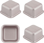 CHEFMADE Mini Brownie Cake Pan Set, 2.4-Inch 4Pcs Non-Stick Square Muffin Pan Blondie Bakeware for Oven and Instant Pot Baking (Champagne Gold)
