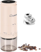 Portable Cordless Stainless Steel Burr Coffee Grinder, Electric Bur Espresso Grinder with 38 External Adjustable Grind Settings, Battery Display Panel, Rechargeable Small Coffee Bean Mill For Travel