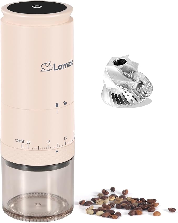 Portable Cordless Stainless Steel Burr Coffee Grinder, Electric Bur Espresso Grinder with 38 External Adjustable Grind Settings, Battery Display Panel, Rechargeable Small Coffee Bean Mill For Travel