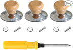 3 Pac Pot Lid Wood Knob, Universal Pot Lid Replacement Knobs,tempered glass pot lid pan cover with wood knob kitchen cooking-Great for Slow Cookers, Skillets and Kitchen Cookware Covers,