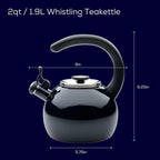 Circulon Enamel on Steel Whistling Teakettle/Teapot With Flip-Up Spout, 2 Quart - Black