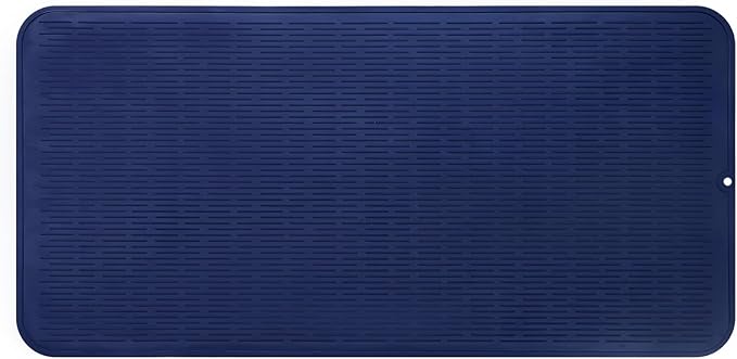 Silicone Dish Drying Mat for Multiple Usage,Easy clean,Eco-friendly,Heat-resistant Silicone Mat for Kitchen Counter or Sink,Refrigerator or Drawer Liner Navy Blue 5XL 36inches x 18inches