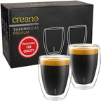 Creano Premium Double-Walled Drinking Glasses 12.5oz / 400 ml - Set of 6 - Professional Quality - 100% Dishwasher Safe (2x 9oz)
