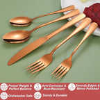 30 Pcs Rose Gold Silverware Set for 6, Food Grade Stainless Steel Flatware Set, Eating Utensils Sets Include Fork/Knife/Spoon,Home Kitchen Tableware Set, Reusable Cutlery Set, Dishwasher Safe