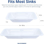 BLUE GINKGO Over the Sink Colander Strainer Basket - Wash Vegetables and Fruits, Drain Cooked Pasta and Dry Dishes - Extendable - New Home Kitchen Essentials (7.9 W x 14.5-19.5 L x 2.75 H) - White