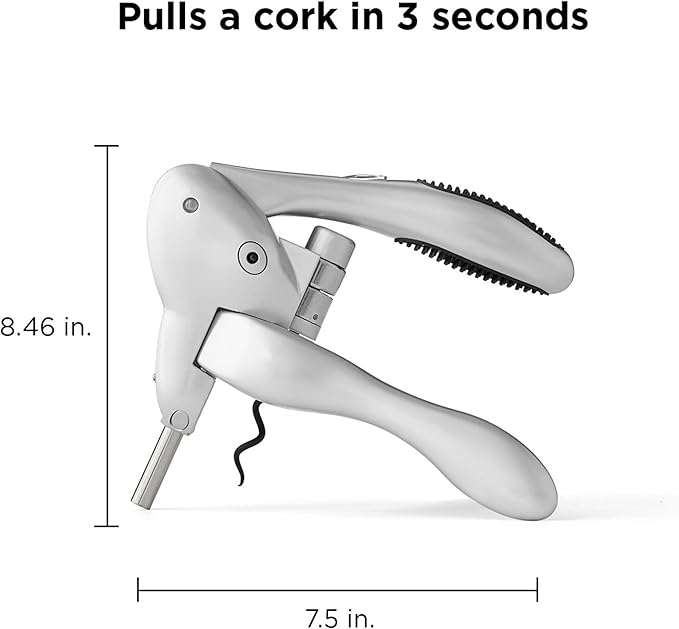 Rabbit Original Lever Corkscrew Wine Opener with Foil Cutter and Extra Spiral (Silver)