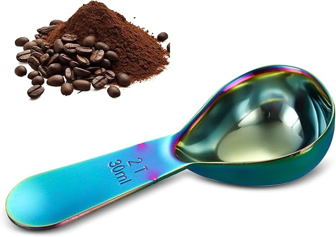 1 Pcs Coffee Scoop, 2 Tablespoon Measuring Spoon for Ground Coffee, Durable Stainless Steel, Easy to Use and Clean(Colorful）, Send Goods from Local Warehouse