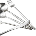 Matte Silver Silverware Set,Gugrida 5-Piece 18/10 Stainless Steel Satin Finish Flatware Set,Kitchen Utensil Set,Tableware Travel Cutlery Set for Camping Office or School Lunch, Dishwasher Safe