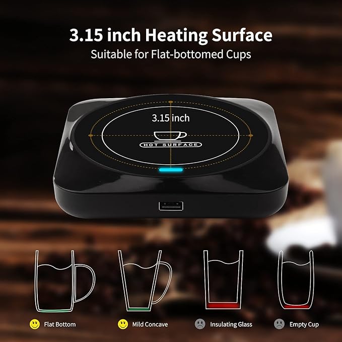Smart USB Coffee Cup Warmer with Pressure-Induced Auto On/Off, Coffee Accessories for Home Office Desk