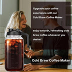 64 oz (2 Quart), Black Cold Brew Coffee Maker, Iced Tea Machines, Thick Glass with Pour Spout Handle Lid, Stainless Steel Filter for Iced Coffee, Fruit Drinks or Sun Tea (1)