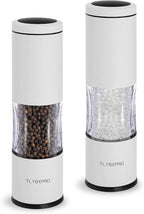 Salt and Pepper Grinder Set with Adjustable Coarseness | Manual Pepper Mill Grinder with Refillable Design | Ceramic Core | Kitchen Essential (2 Packs, White)