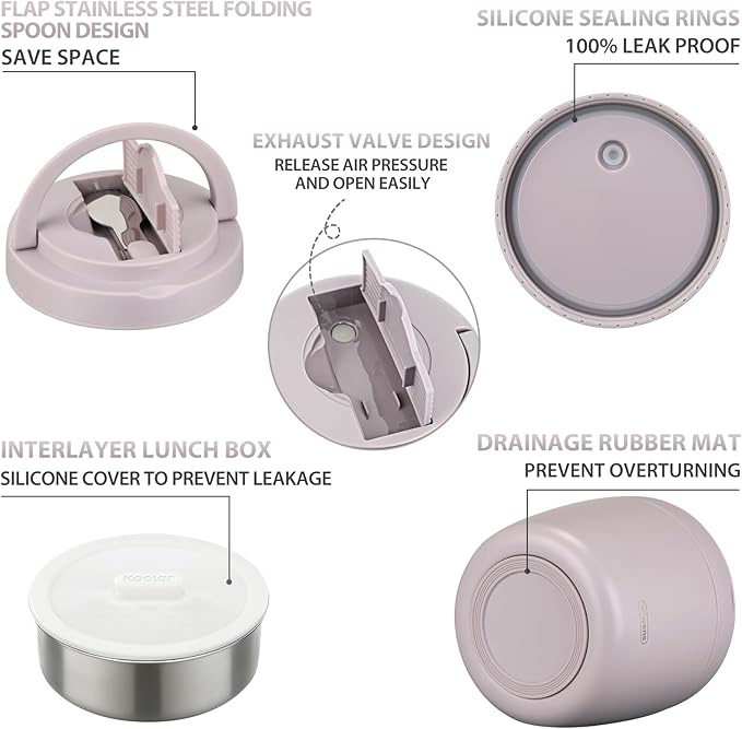 Thermo Food Jar for Hot Food Adults 32OZ Soup Thermo Lunch Containers Wide Mouth Vacuum Insulated Stainless Steel Leakproof Bento Box with Spoon (Purple)