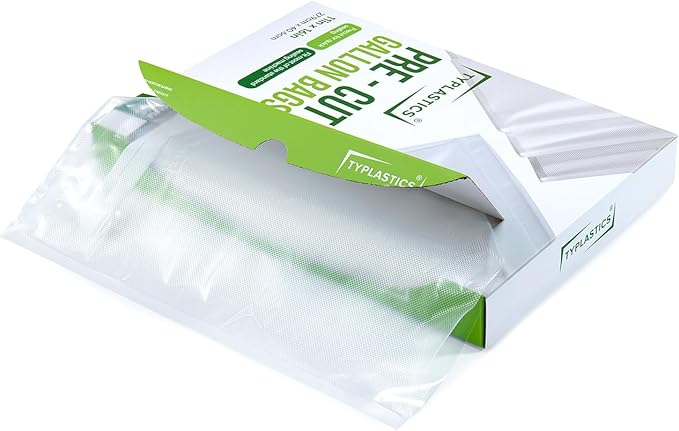 TYPLASTICS Vacuum Sealer Bags for Airtight Food Storage, 1 Gallon Pre-Cut Bags, 100 Count