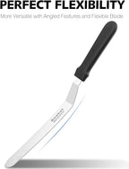 Anaeat Icing Spatulas, Set of 2 Professional Cake Angled Offset Spatula with 6", 8" Stainless Steel Blades - Thickened Frosting Knife with Durable Plastic Handle for Cake Decorating Pastry & Baking