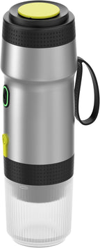 Portable Espresso Maker, 20 Bar Pressure Small Coffee Machine, Rechargeable Battery Operated Mini Coffee Maker for Pods or Grounds, Includes Car Charger, for Hot & Iced Coffee (Silver)