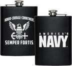 NAVY 8 oz Flask | Stainless Steel Hip Flask for Liquor – Matte Black, Great Gift Idea for Veterans | Navy 8oz Flasks