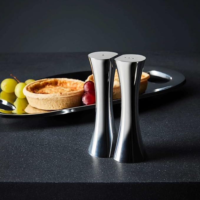 nambe Kissing Salt & Pepper Shakers | 2-Piece Set | Kitchen Tool | Salt Sugar Spice Pepper Seasoning Bottle for Table, RV, Camp, BBQ | 1.5-Ounce | Made of Metal Alloy | Designed by Karim Rashid