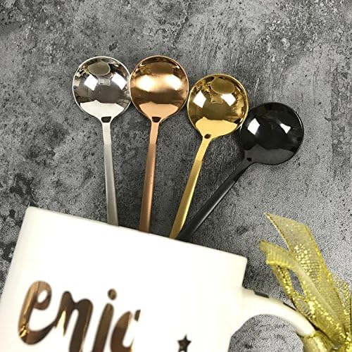 6 PCS Silver Coffee Spoons, 18/8 Stainless Steel Espresso Spoons, 5.2 Inches Vogue Mini Tea Spoon, Cappuccino Stirring Small Spoon for Dessert, Ice Cream, Frosted Handle, Sweejar(Silver)