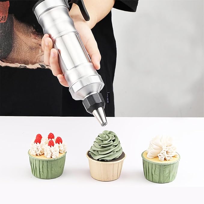 34 Piece Stainless Steel Dessert Decorating Syringe Set, 54 Piping Tips for Cake, Cupcakes, Pastries, Professional Baking Decor Tools