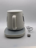 USB-Powered Mug Warmer with Coffee Meow Ceramic Mug Set