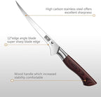 Fillet Knife 7 Inch, Professional High Carbon Stainless Steel Boning Knife for Meat, Ultra Sharp Japanese Fish Fillet Knives with Ergonomic Wood Handle