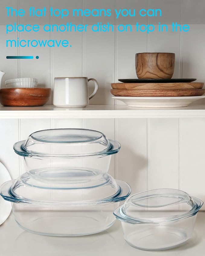 Mini-1 QT Oval Glass Casserole Dish With Lid, (Single Serving) Glass small casserole dish with lid, Glass Casseroles With Glass Lids, Microwavable Glass Casseroles Dishes, Glass Dish with Glass Lid