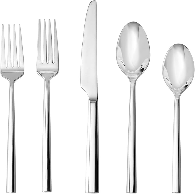 Fortessa Orson 18/10 Stainless Steel, 20 Piece Flatware Set (Service for 4), Silver
