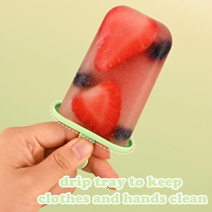 WMKGG Popsicles Molds Set, 6 PCS Ice Pop Mold,Homemade Ice Cream Mould with Sticks, Popsicle Maker(Green)