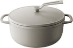 Vermicular Oven Pot 2.0 | Lightweight Enameled Cast Iron Pot | 22cm (3.7 Qt) | Non-Toxic | Induction-compatible | Dutch Oven | Made in Japan | Matte Linen Beige