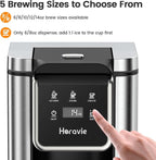 Single Serve Coffee Maker for K-Cup Pod and Grounds, Hot and Iced Coffee Maker, 6 to 14oz Brew Sizes, 50oz Removable Reservoir, Strong Button Feature, Fit 6.5" Mugs, Stainless Steel, Black