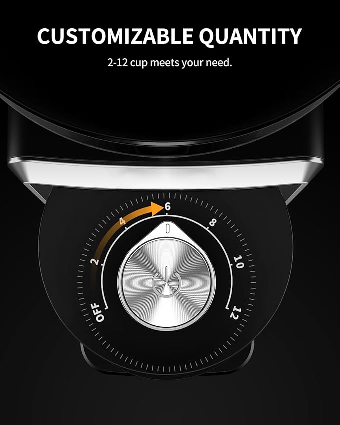 Conical Burr Coffee Grinder, Electric Coffee Bean Grinder for Precise Grinding, 35 Settings, 2–12 Cup Selector, Anti-Static Design for Home Use, Black