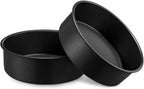 LIANYU Round Cake Pans Set of 2, 6 Inch Round Layer Cake Tins for Baking, Nonstick Stainless Steel Round Baking Pan, Bakeware for Oven & Dishwasher, Non Toxic & Heavy Duty, Black