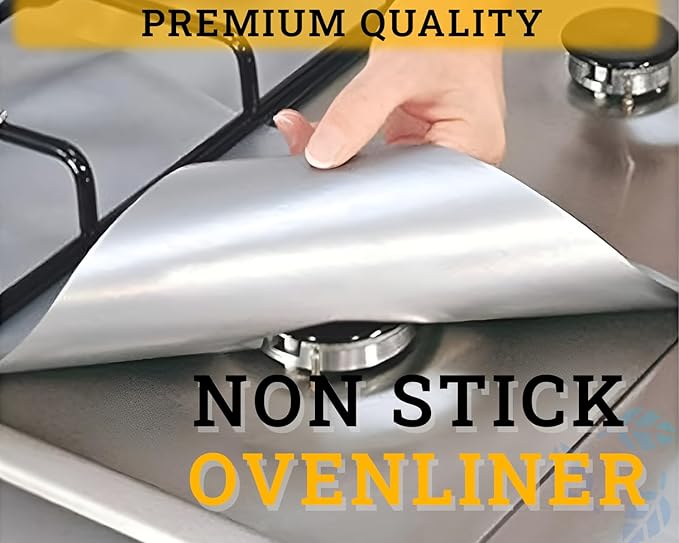 Oven Liners for Bottom, 2 Pack Large Thick Heavy Duty 100% Non-stick Reusable Teflon Mat, 25"x17" Baking Mat for Electric, Gas, Toaster Ovens, Grills (Silver)