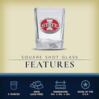 Heritage Pewter Iowa State Square Shot Glass | Hand-Sculpted 1.5 Ounce Shot Glass | Intricately Crafted Metal Pewter Alma Mater Inlay