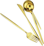 Gugrida 24-Piece Silverware Set - 18/10 Stainless Steel Reusable Utensils Forks Spoons Knives Set, Mirror Polished Cutlery Flatware Set, Great for Family Gatherings & Daily Use (6 set, Gold)